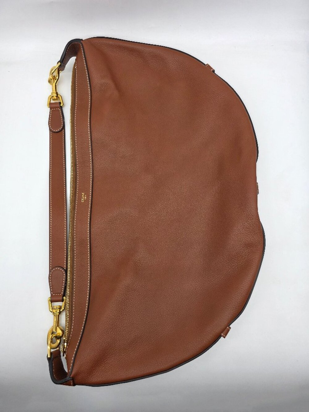 CELINE Tan Supple Calfskin Romy Bag Hobo Shoulder Bag (Mint Condition)